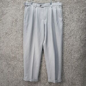 Croft & Barrow Mens Pleated Dress Pants 38x32 Gray Cuffed Straight‎ Leg Trousers